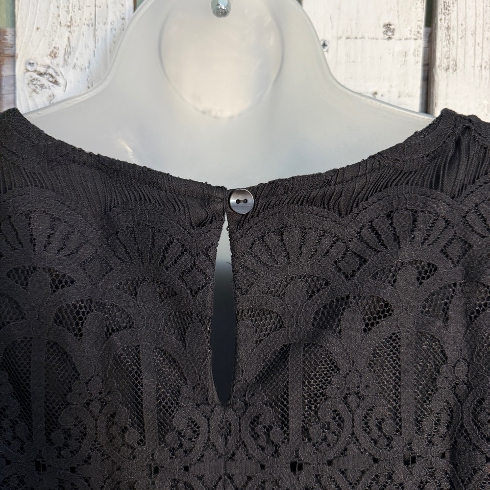 Ronni Nicole Lace Little Black Dress Size 8 Short Sleeve Goth Glam Holiday Event - Picture 8 of 10